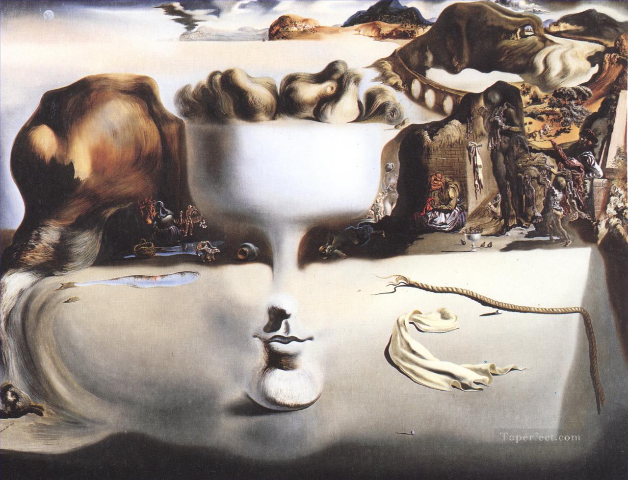 Apparition of Face and Fruit Dish on a Beach Surrealism Oil Paintings